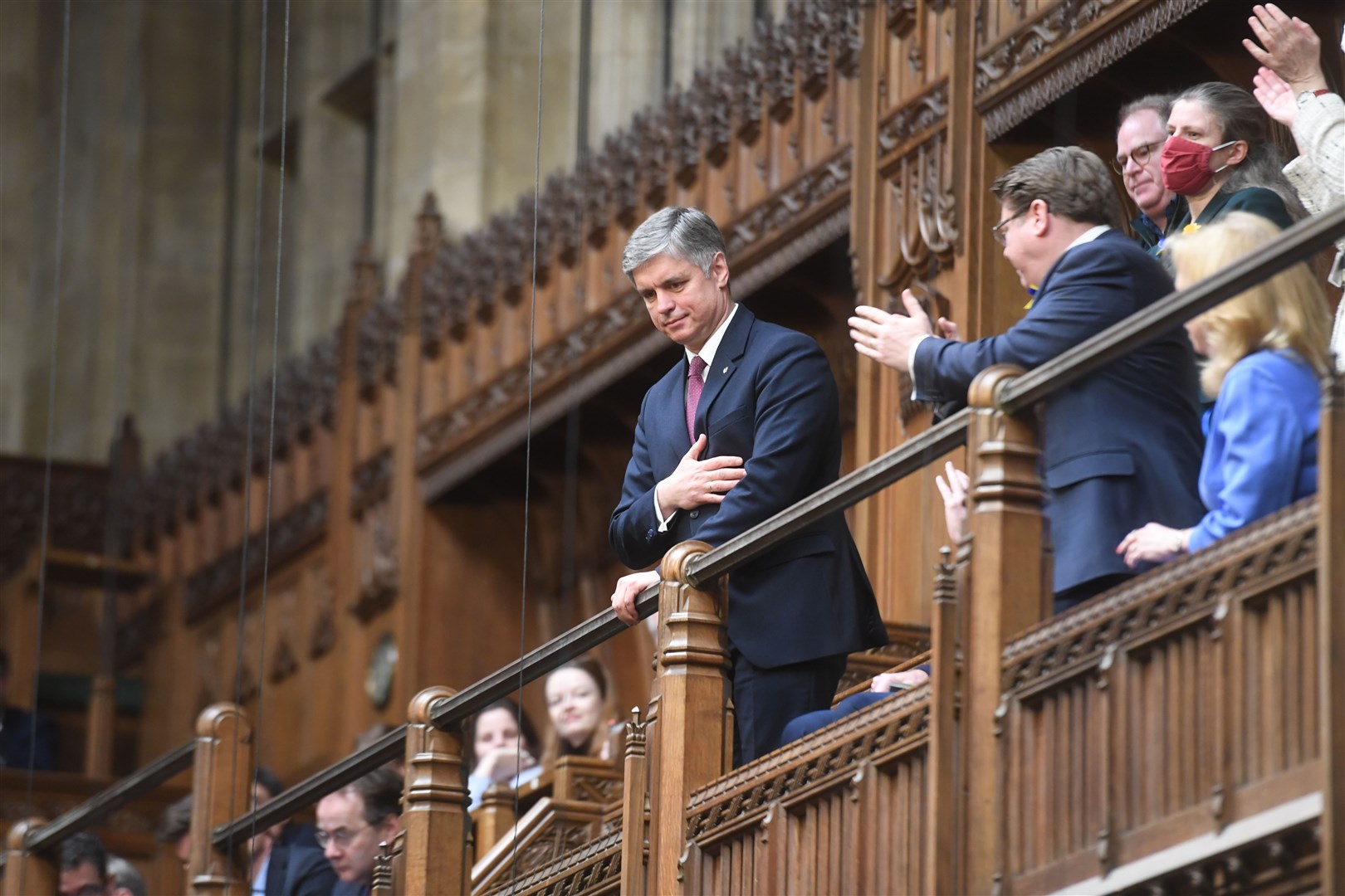 Vadym Prystaiko in the public gallery as he was given a standing ovation by MP (UK Parliament/Jessica Taylor)