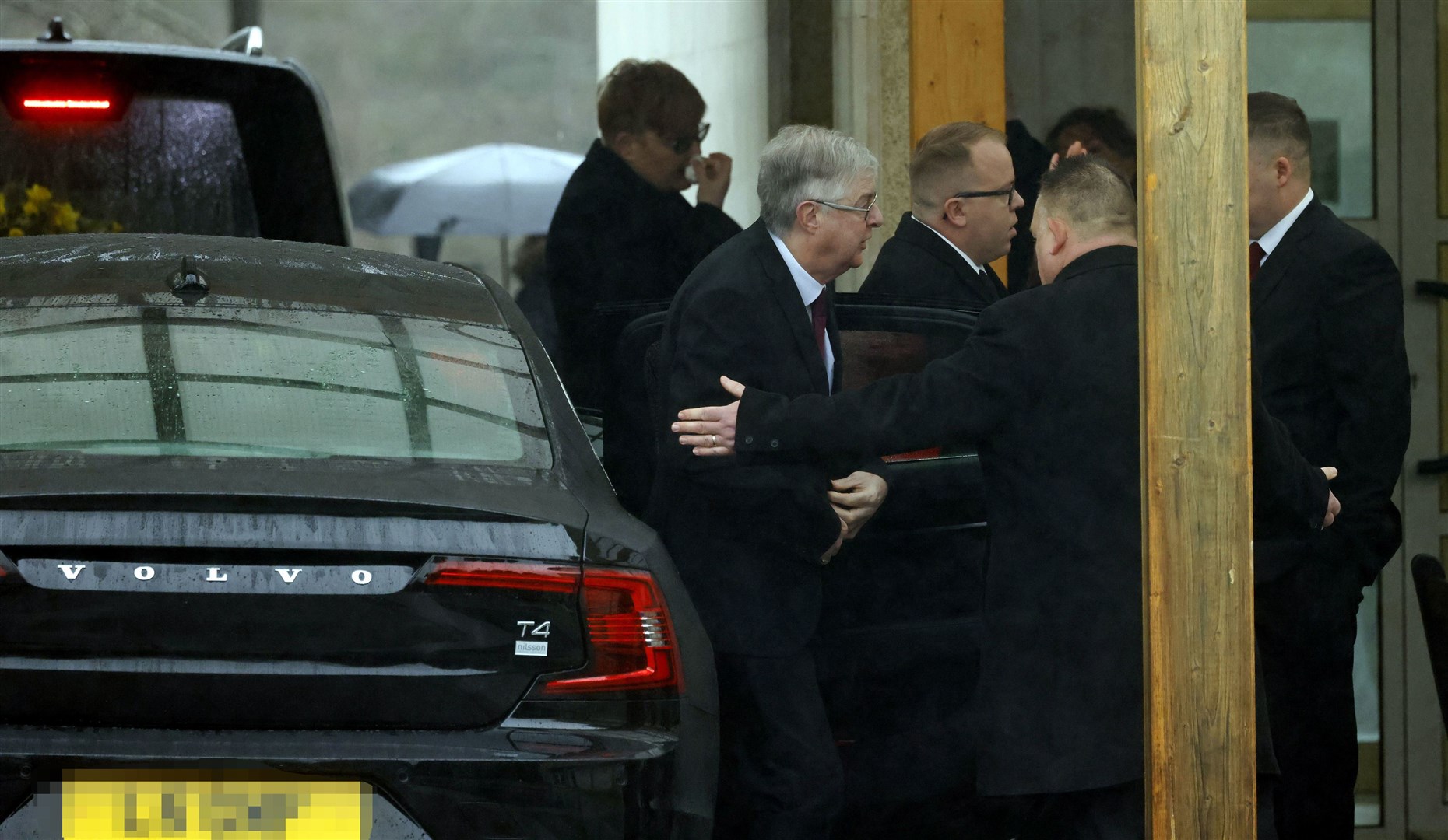 Wale’s First minister Mark Drakeford arriving for the funeral (John Myers/WalesOnline/PA)