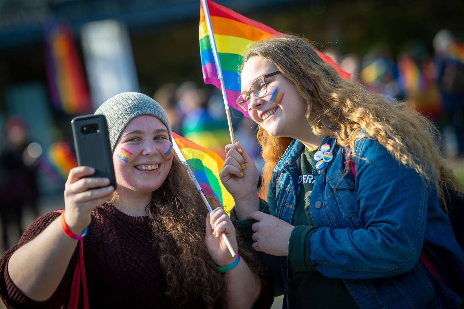 Nicole Allan and Jodie Allan taking part in Inverness's Pride march.