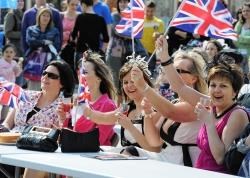 Locals celebrate the Royal Wedding in Falcon Square