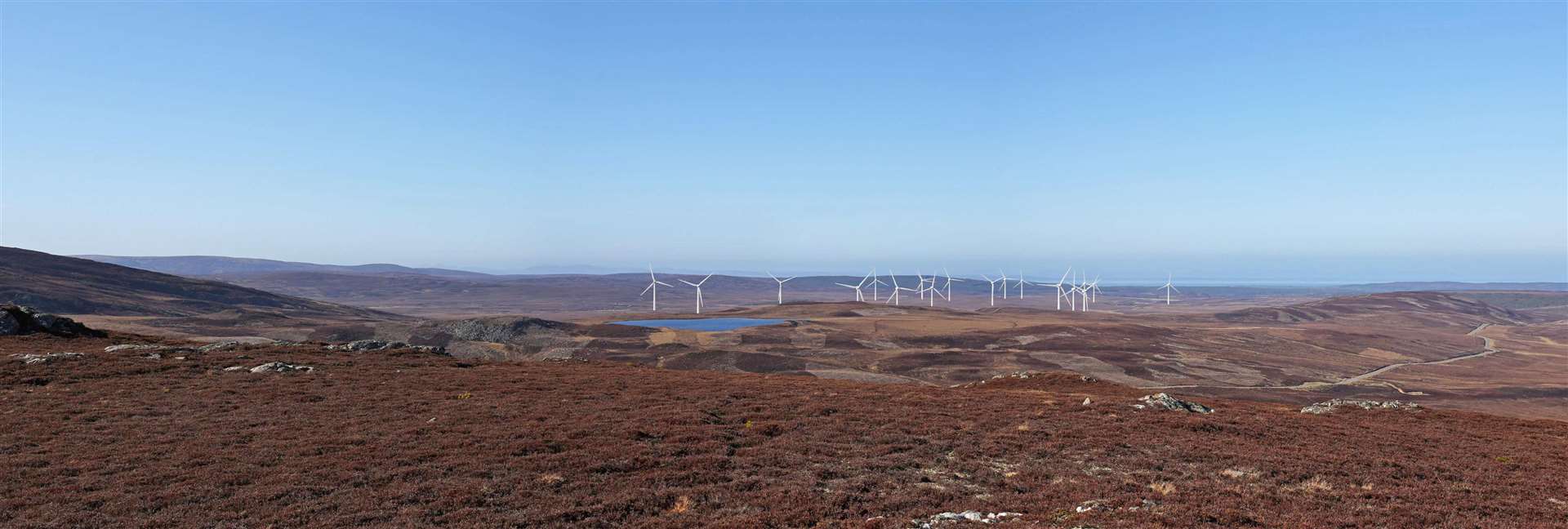 A photomontage of the Lethen Wind Farm on Dava Moor from four kilometres away.