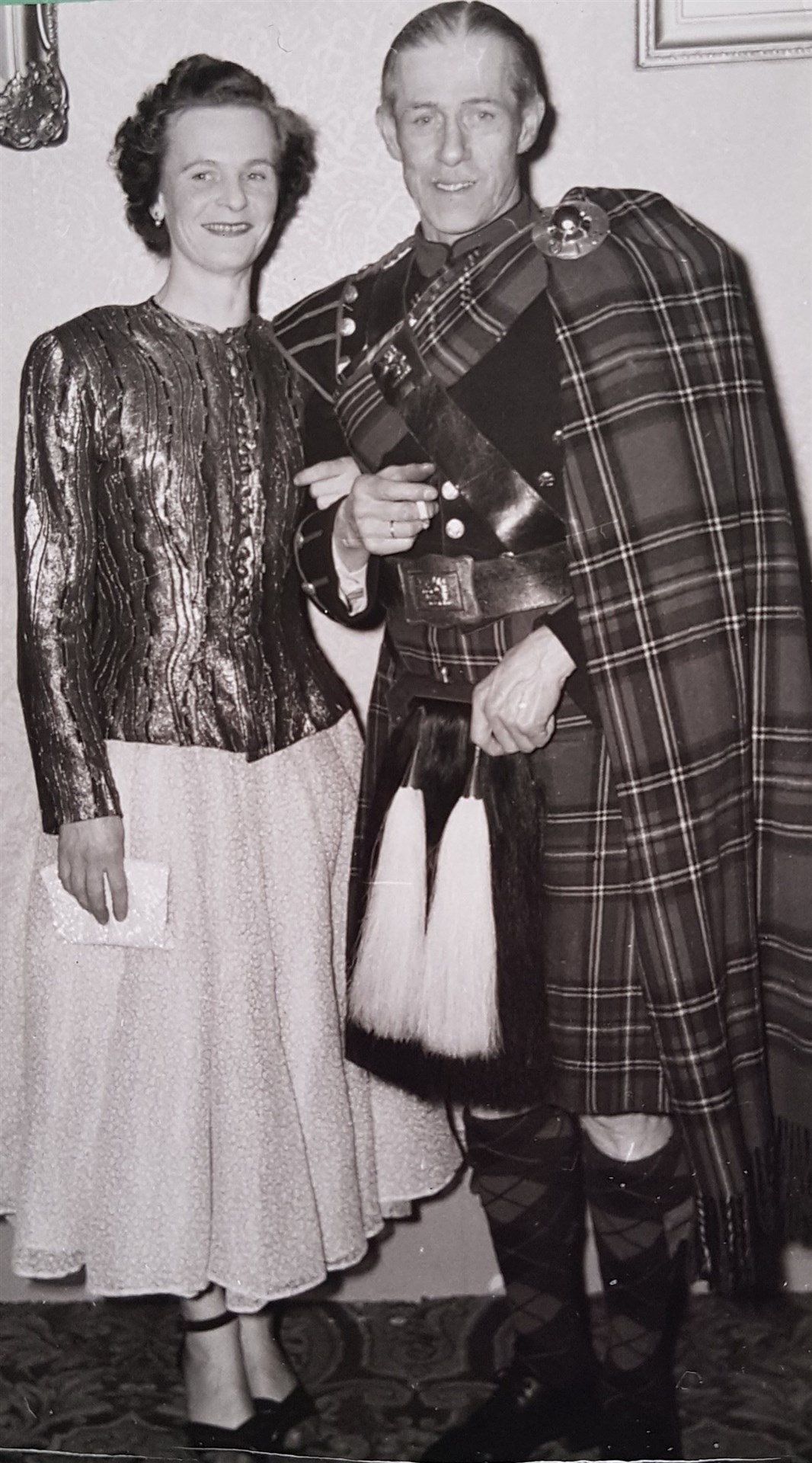 Isobel wth her father, Alec Macpherson, at Dance in Royal Hotel, Kingussie.