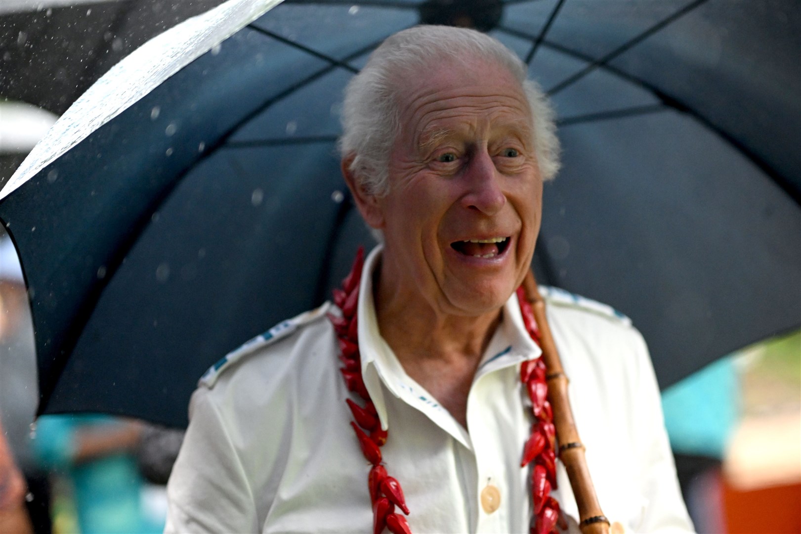 Charles meets local people during his visit to O Le Pupu’Pue National Park, Sa’agafou on the island of Upolu, to meet local villagers and groups involved in reforestation efforts (PA)