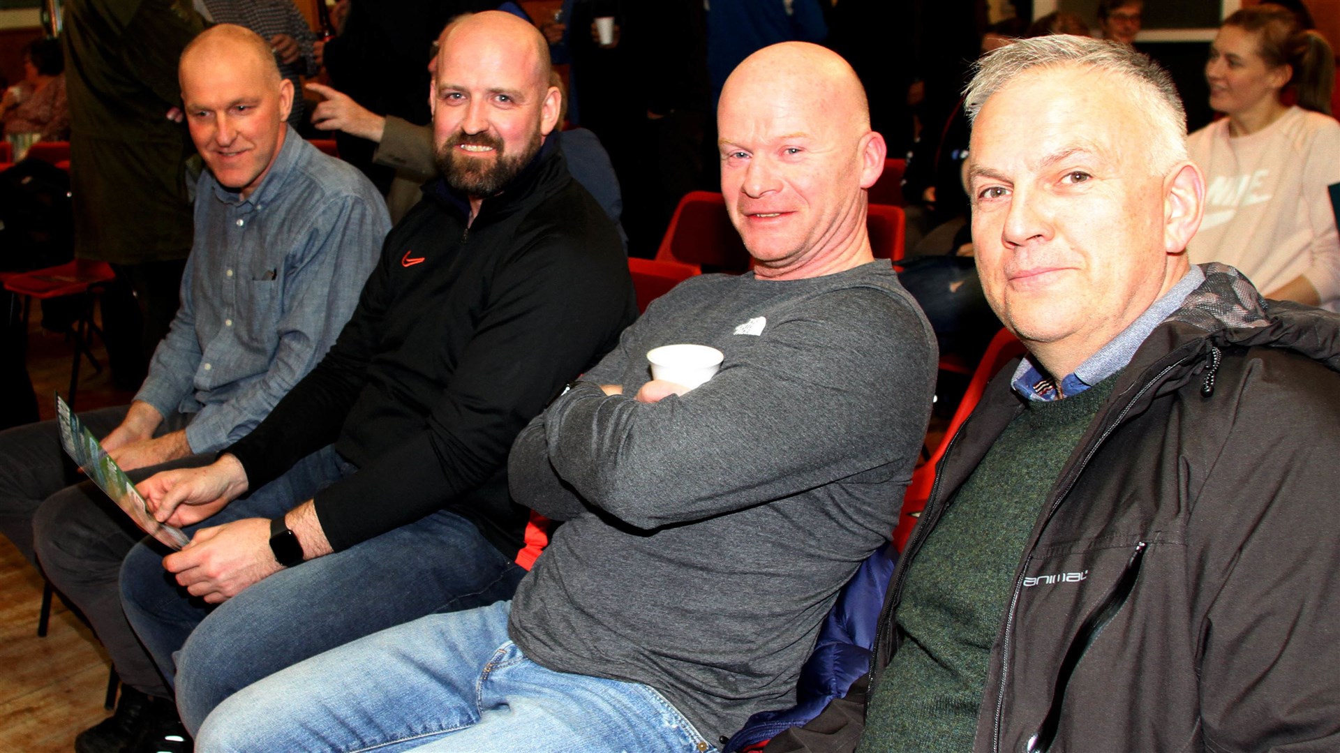 Although the weather has been rough on Badenoch and Strathspey's shinty programme lately, the preparations for the mega 'Shinty's Caman Home' celebrations in September are going spectacularly well. Last week's hugely successful launch at a packed Talla nan Ros – pictured there, with Kingussie star Craig Dawson (second left), are supporter Andy Courts, Dell greenkeeper Michael Clark and 2nd team manager Chris Donald – certainly set the ball rolling.