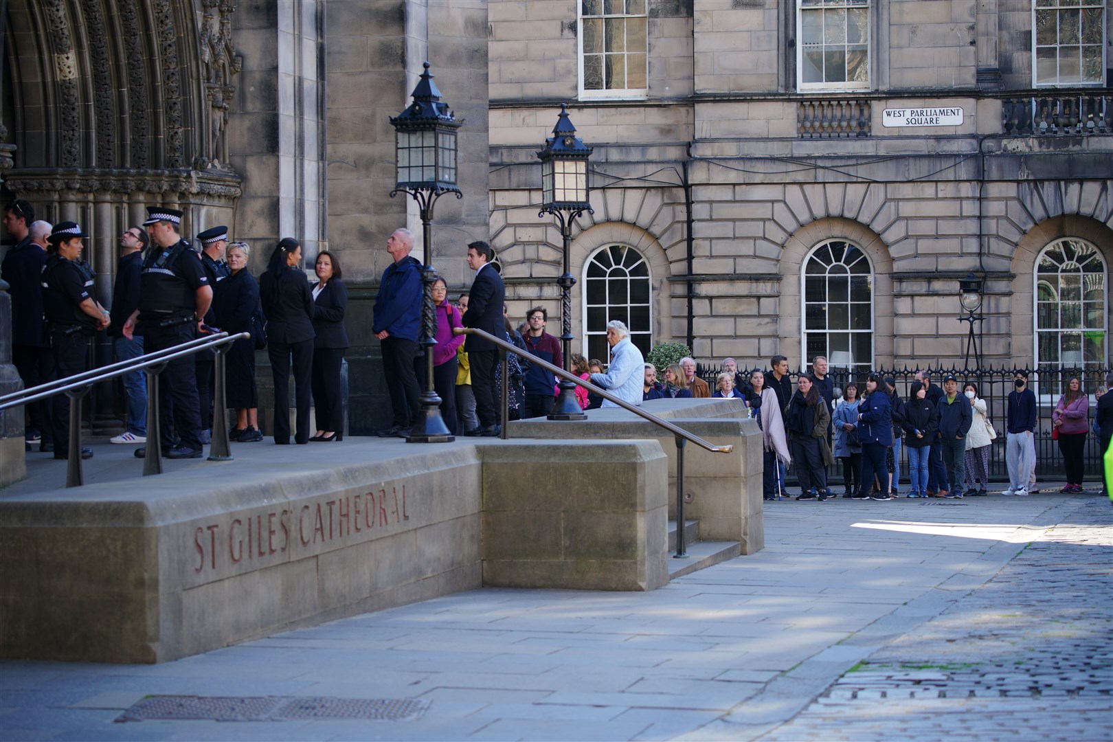Members of the public queue to pay their respects to the Queen as she lies at rest at St Giles’ Cathedral (Peter Byrne/PA)