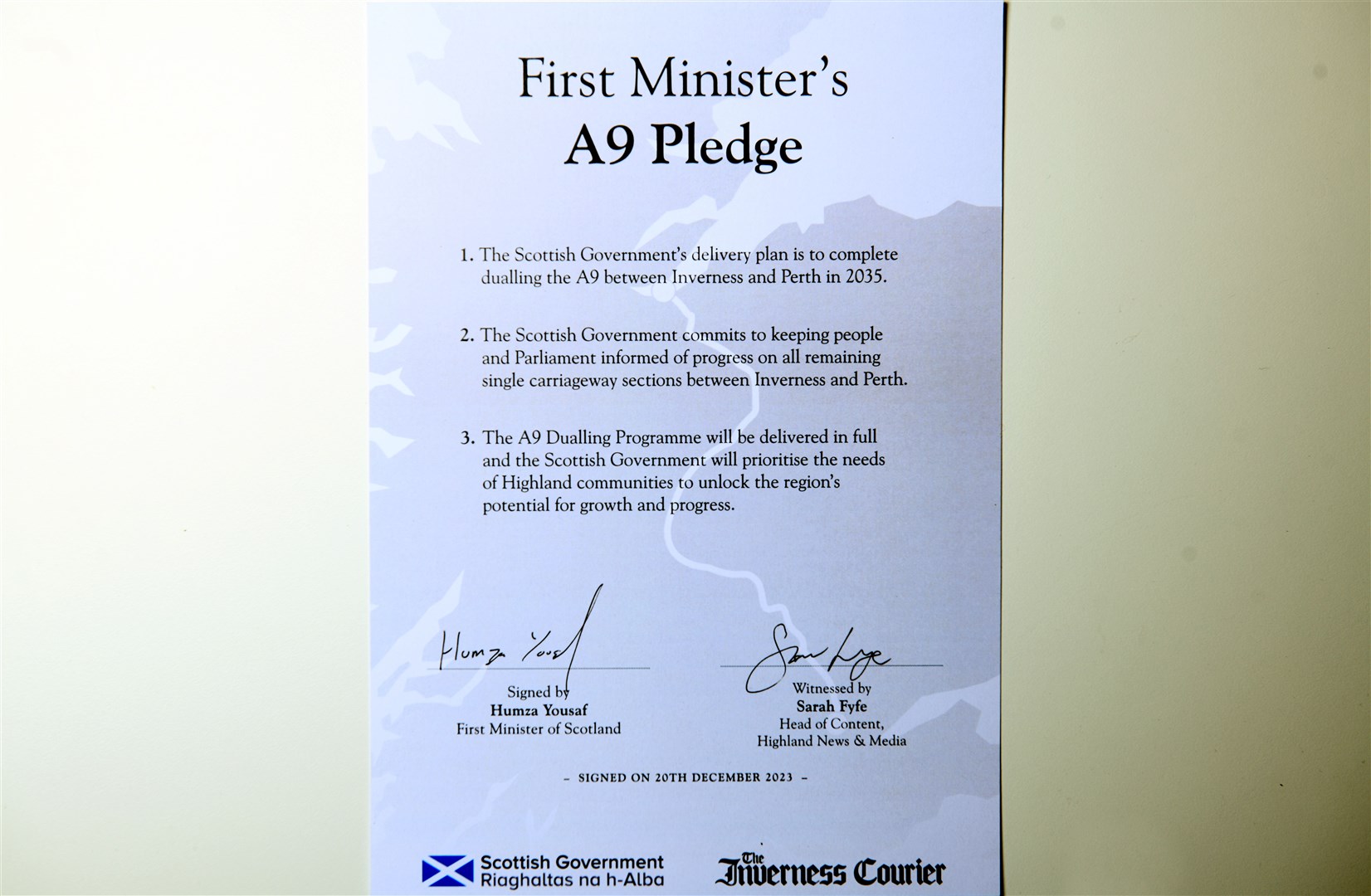 First Minister's A9 Pledge.