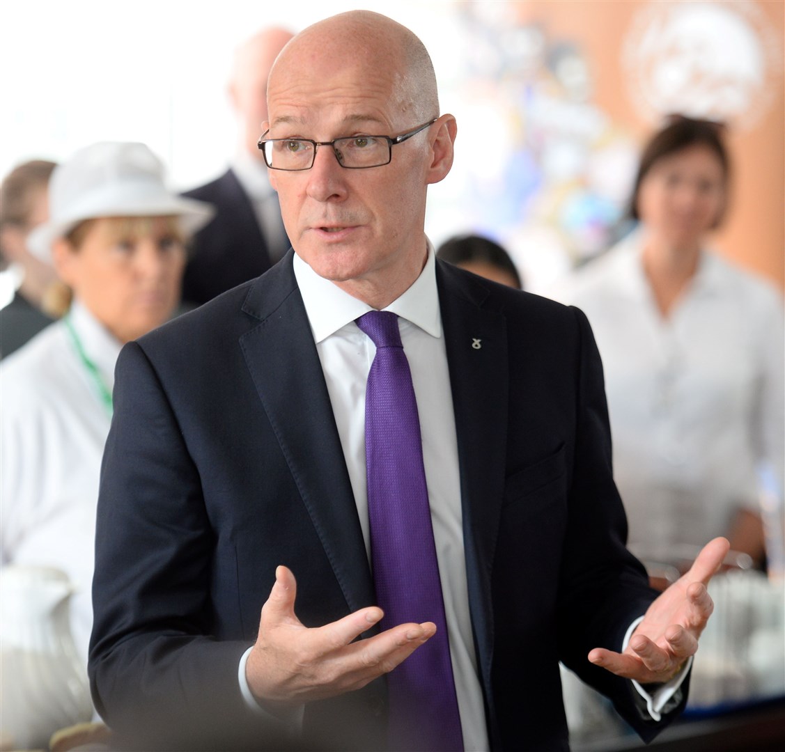 Education Secretary John Swinney visits Farmer Jones Academy at Nairn Academy.