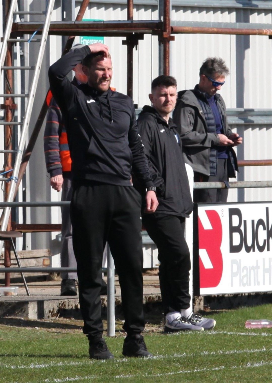 It proved to be a frustrating afternoon for Strathspey Thistle manager Ryan Esson. Pictures: Frances Porter.