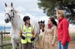 Rider Lindsey Ross talks through her concerns with Kate Forbes (centre) and Helene Mauchlen from the British Horse Society. The MSP was told horse riders feel increasingly unsafe.