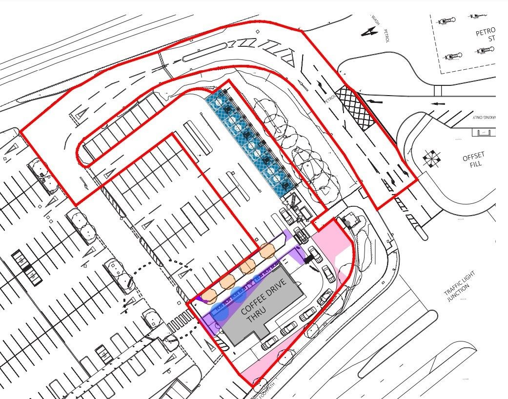 The layout of the planned drive-thru, with the building sitting in the corner of the car park next to the junction with Millburn Road. Picture: Highland Council planning portal.