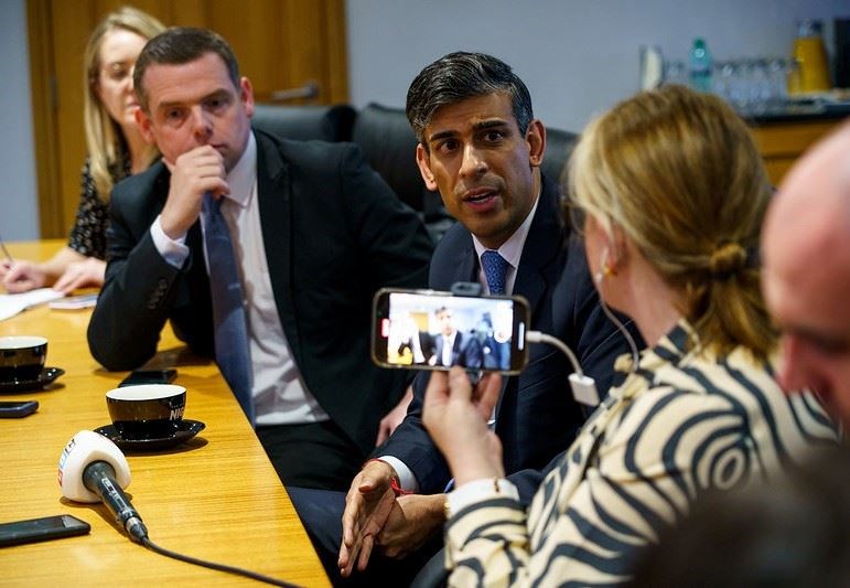 Prime Minister Rishi Sunak and Douglas Ross MP visit the Port of Nigg. Picture by Edward Massey / CCHQ