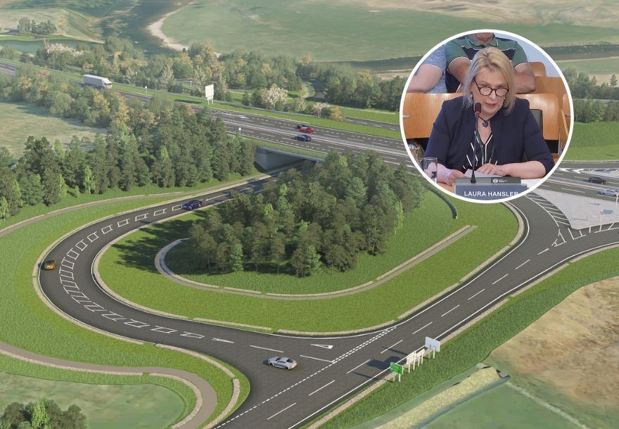 Laura Hansler and an artist's impression of the Tomatin to Moy section.