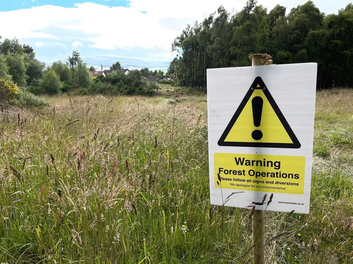 Warning signs have been placed in the woods to let the public know tree felling is taking place.