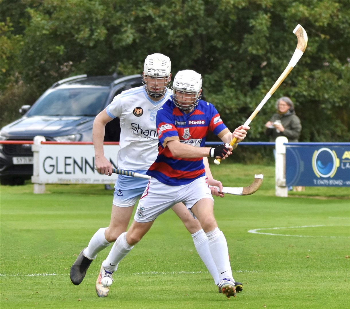 Ruaridh Anderson in control of the ball during Saturday's mauling of Skye. Picture: Fiona Young.