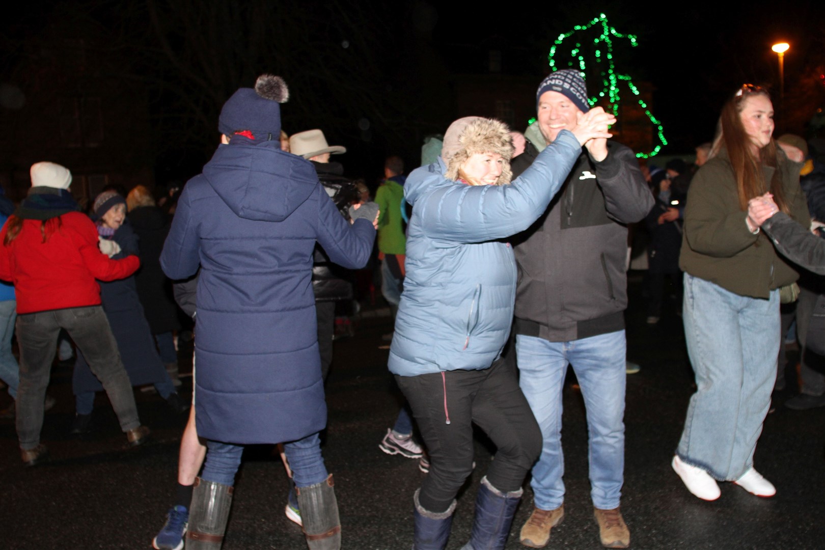 LIGHT ON THEIR FEET: Loads of atmosphere at Grantown last night