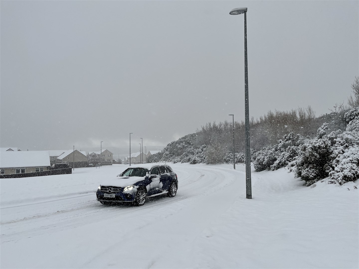 Snow in Milton of Leys in Inverness.