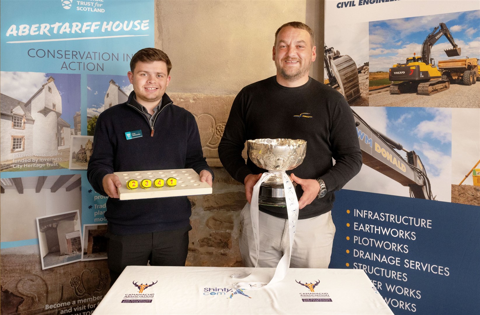 Philip Nicol (National Trust for Scotland) and Kris Brown (W M Donald) following the W M Donald MacTavish Cup semi final draw.