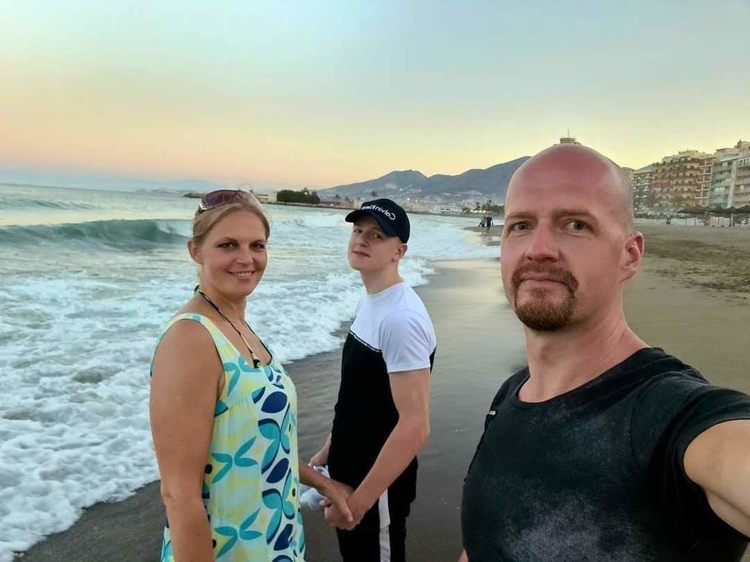 Liene Krievina and Sandis Mitenbergs with their son Richard (15) during their stay in Spain, where Liene went for treatment at the Budwig Centre.