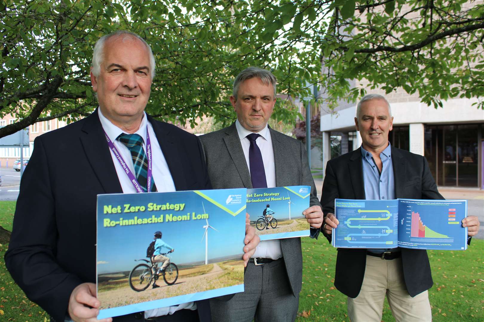 Green trio (from left) council leader Raymond Bremner, chief executive Derek Brown, and chair of climate change committee Karl Rosie.