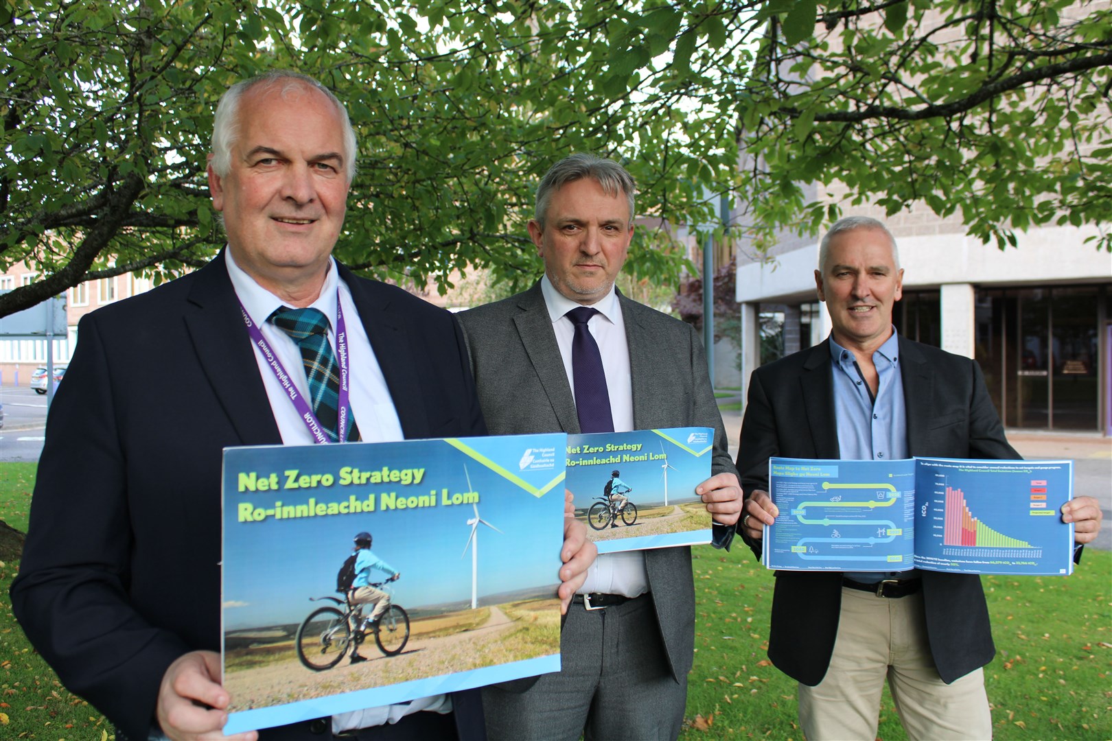 Green trio (from left) council leader Raymond Bremner, chief executive Derek Brown, and chair of climate change committee Karl Rosie.