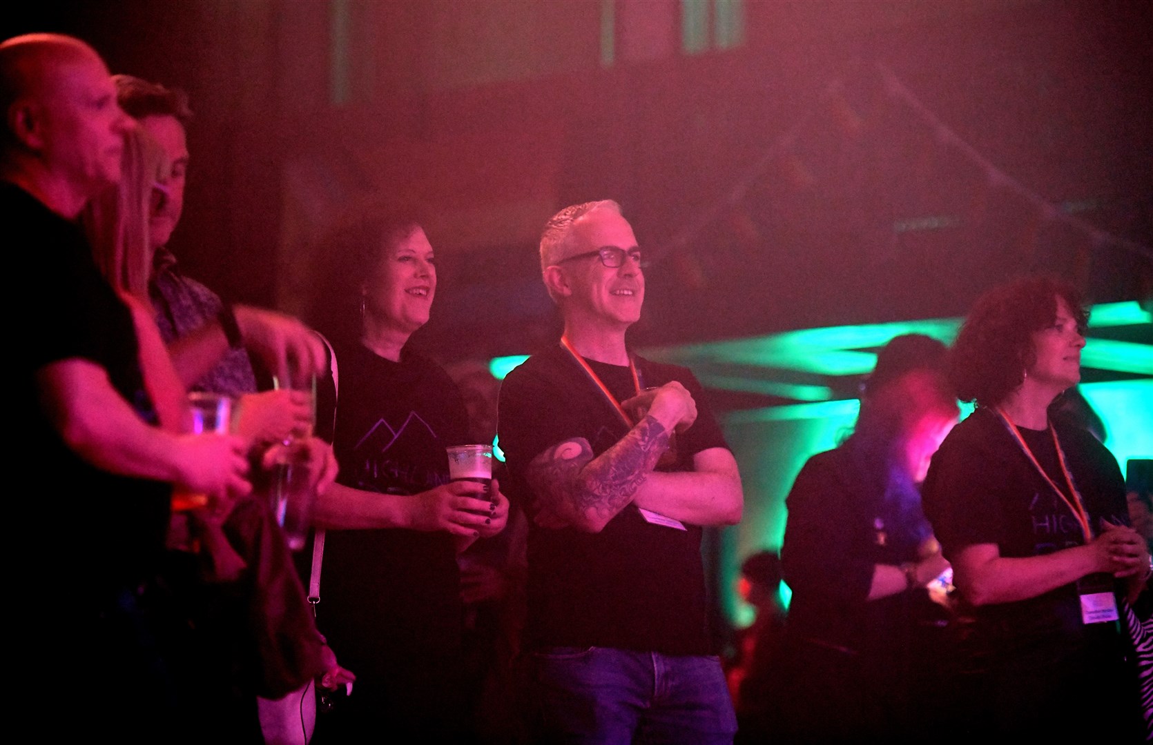 Highland Pride committee members Roz White and Simon Allison taking in the music. Picture: James Mackenzie