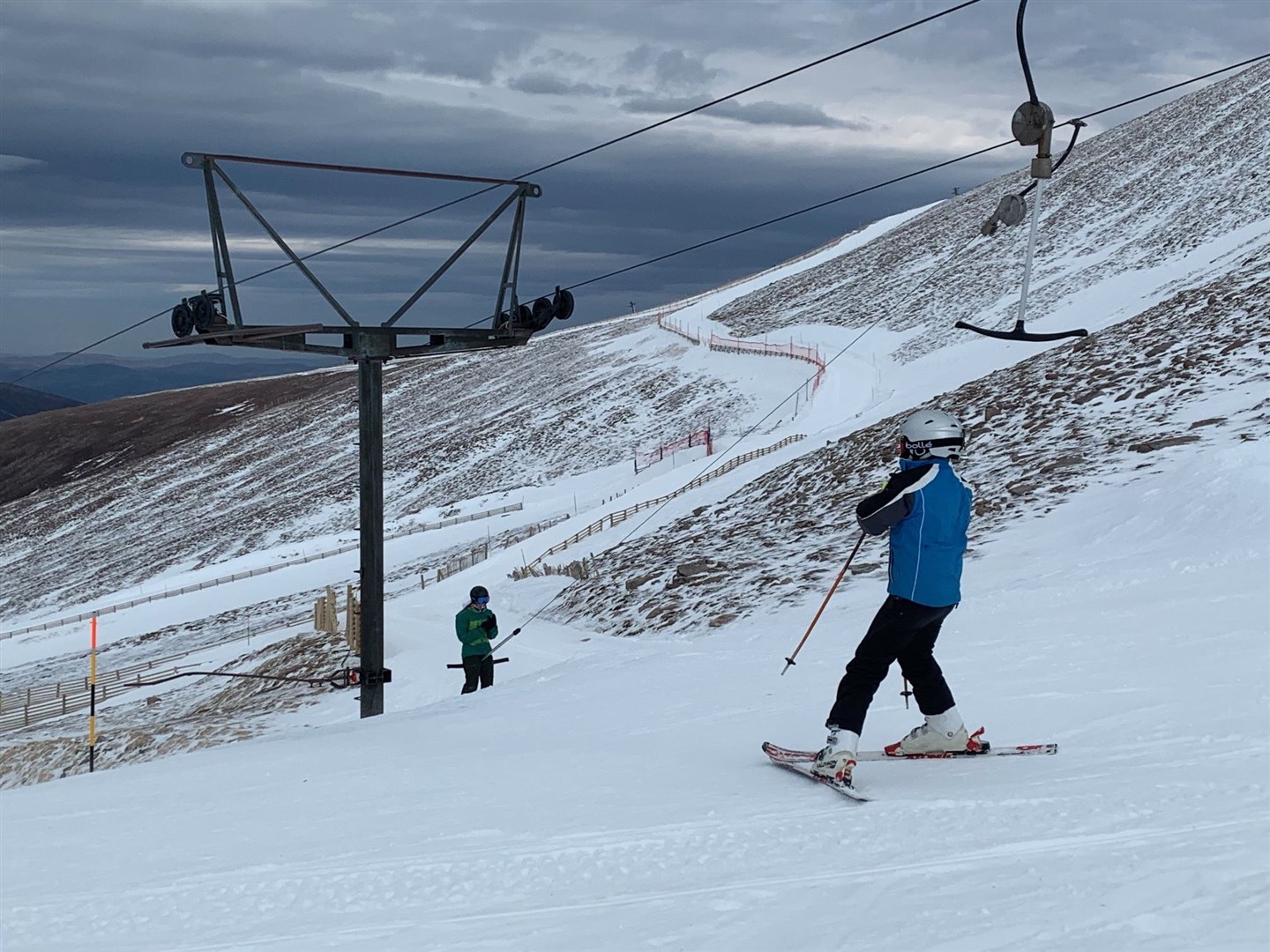 Cairngorm Mountain ski resort's slopes pictured on their last day before the premature closure because of Covid-19.