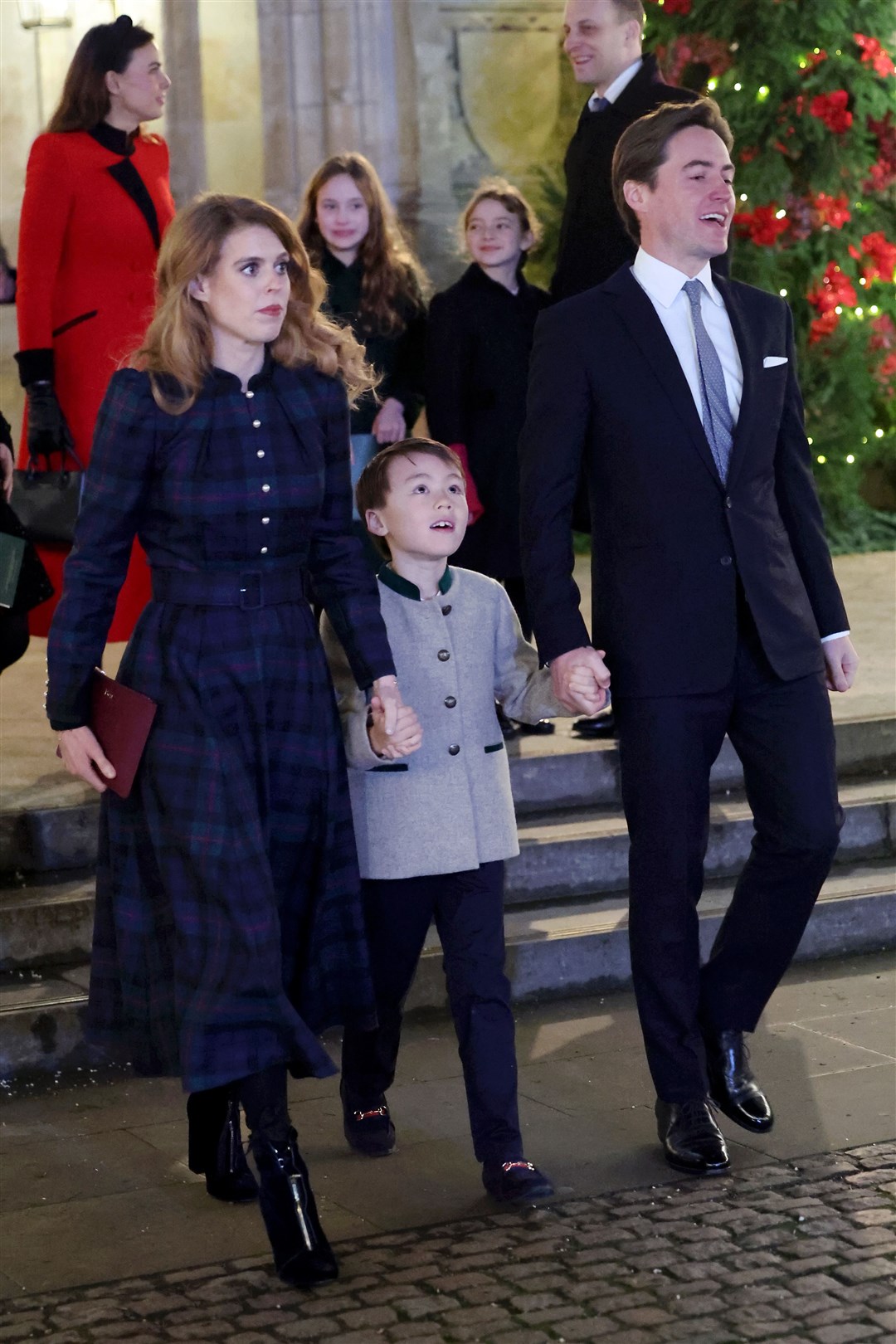 Princess Beatrice, Christopher Mapelli Mozzi and Edoardo Mapelli Mozzi leaving Westminster Abbey after the service (Chris Jackson/PA)