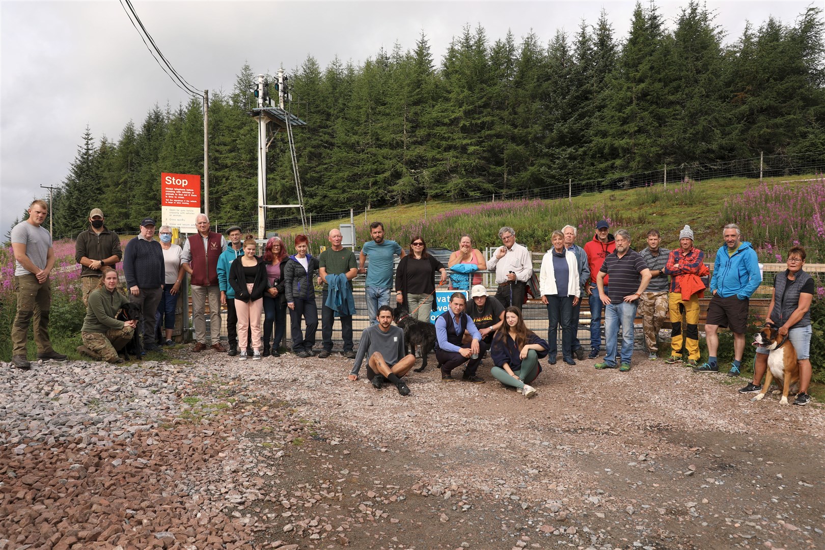 Campaigners pictured last summer at the crossing to Ben Alder estate which has been used for decades without incident.