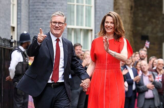 New Labour Prime Minister Keir Starmer and his wife Victoria arrive at No 10.
