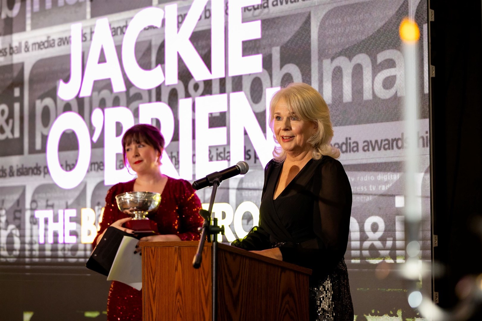 Jackie O'Brien during her acceptance speech for the Barron Trophy. Picture: Paul Campbell Photography & Film.