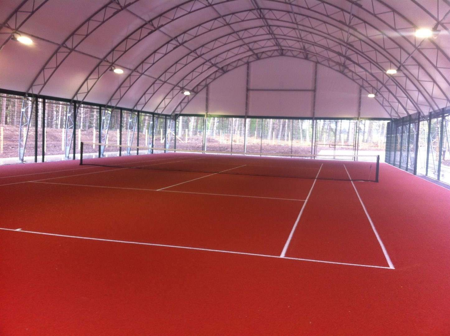 The new indoor court which has a polymeric playing surface designed to be kinder to joints.