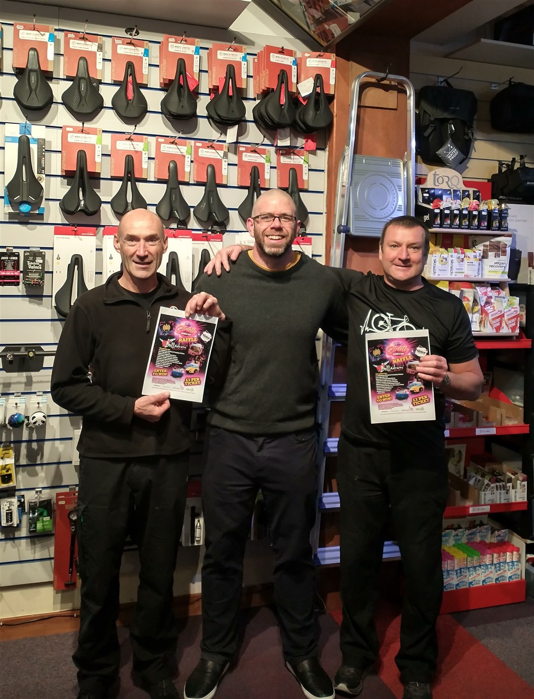 At Bikes of Inverness with Kenny (left) and Roddy Riddle.