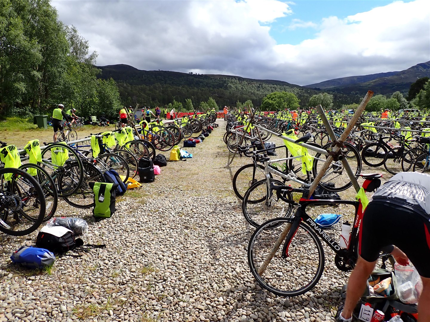 The bike changeover at the quarry in Glen Affric.