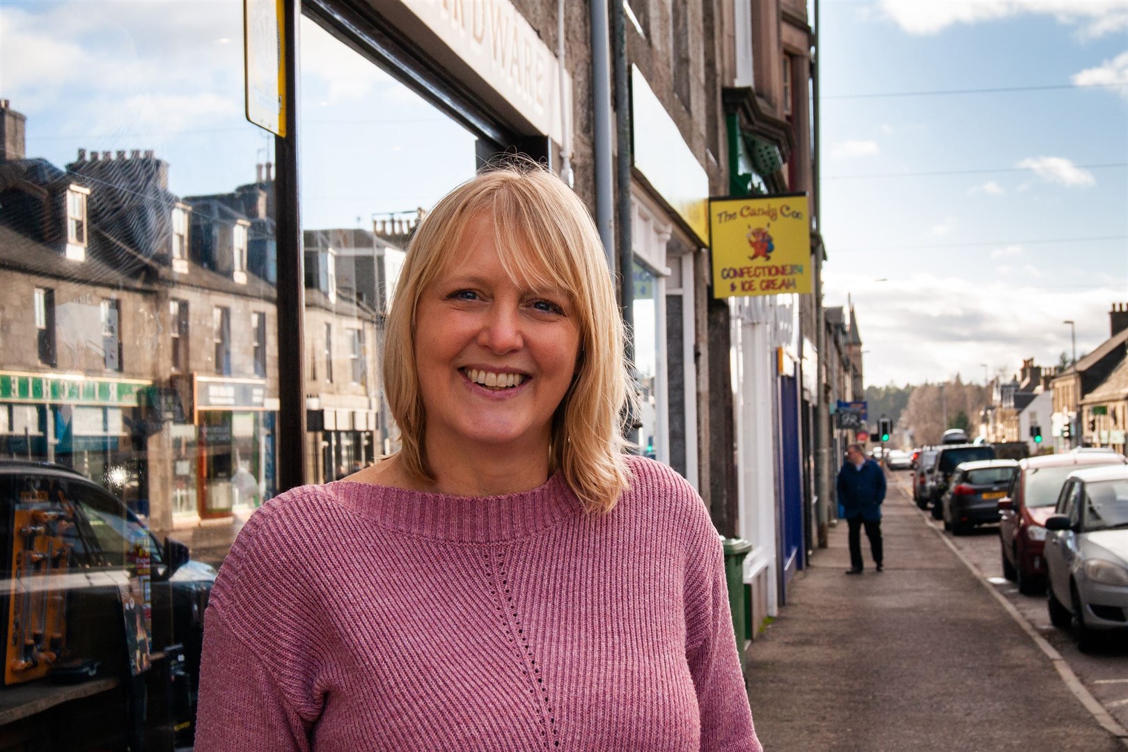 Business leader Karen Martin on the tow's High Street where there are signs of recovery from the Covid pandemic. Picture: Jane Candlish