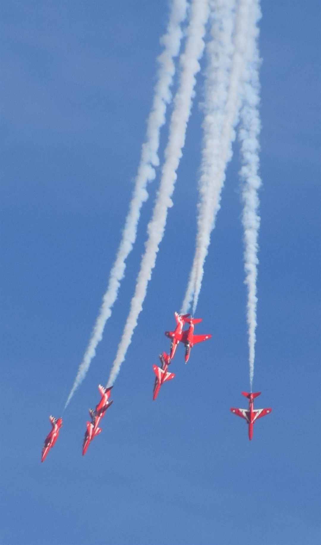The Red Arrows carried out multiple acrobatic feats during their exercises on Tuesday. Picture: Philip Murray.