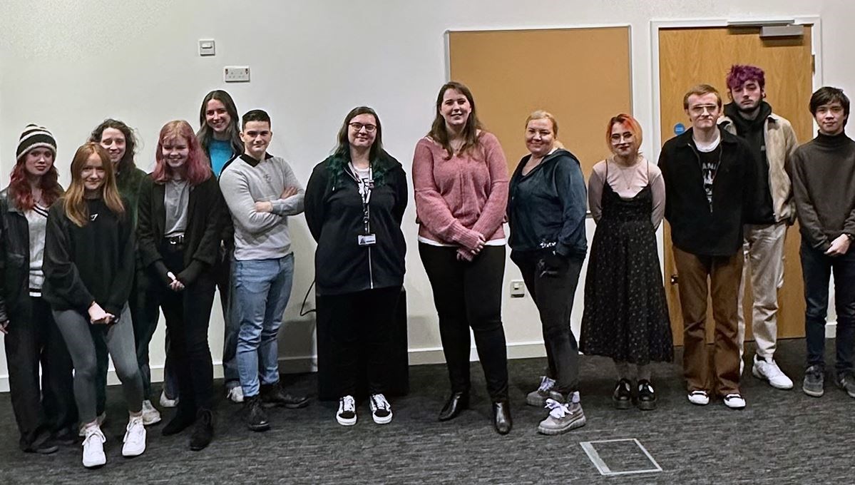 Highlands and Islands MSP Emma Roddick with some of the students who attended her talk. Photo: UHI Inverness