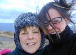 Penelope Hamilton and her late daughter, Thea Sharp, at Dunnet Head in 2006.