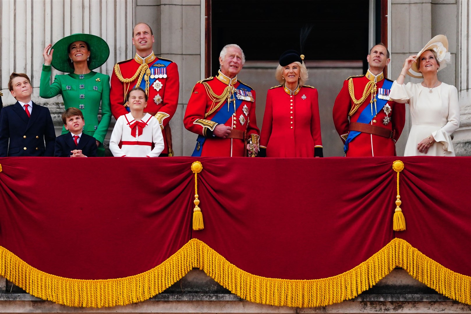 The royal family on the Palace balcony (Victoria Jones/PA)
