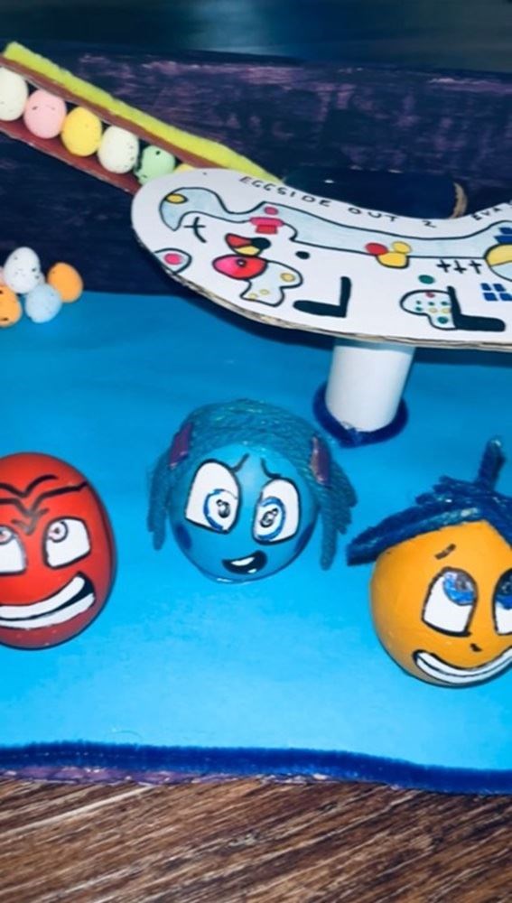 Eva’s Inside Out 2 inspired egg project (Janeane Kearney/PA)
