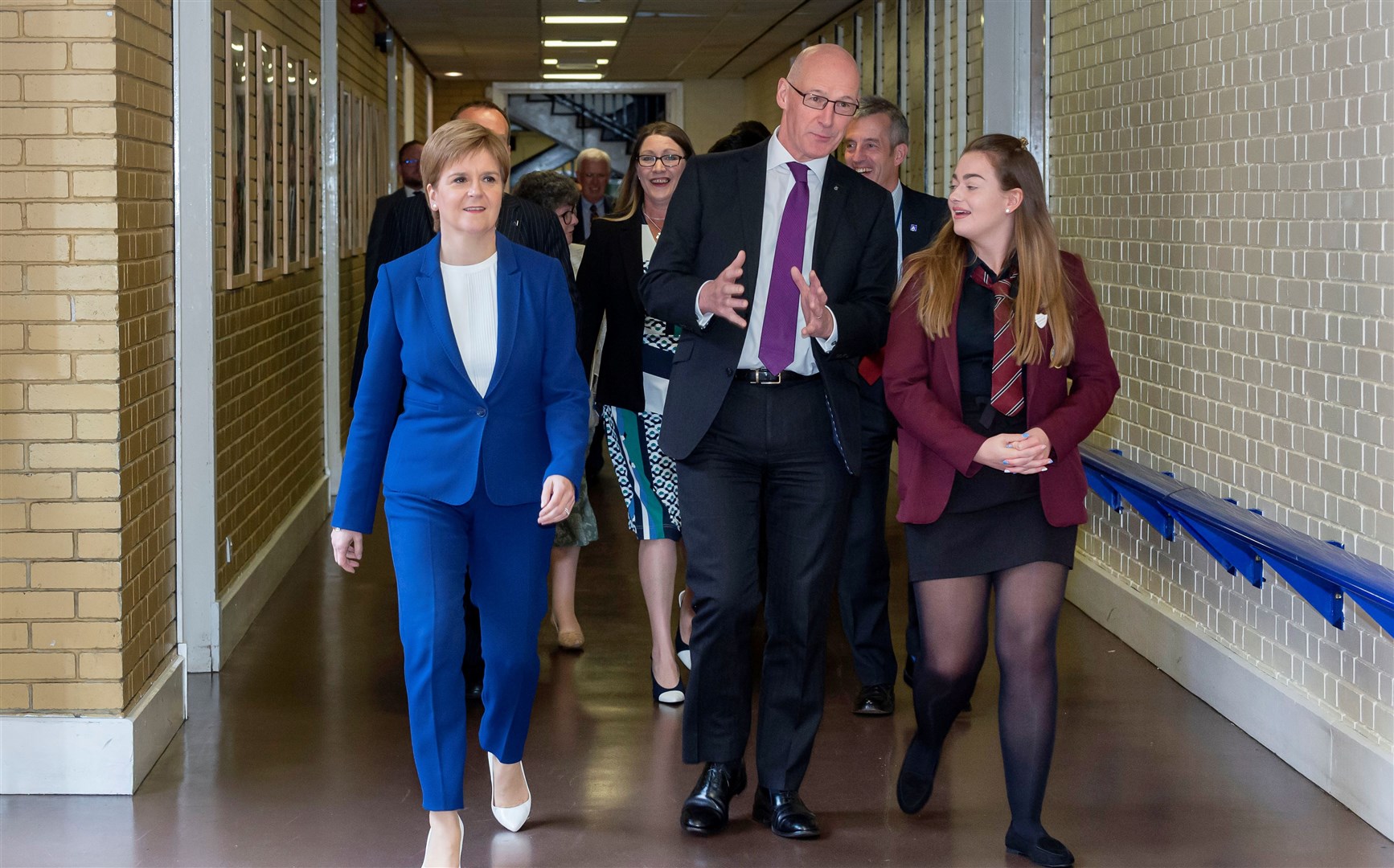 Pictured during a visit to Peterhead Academy the then First Minister Nicola Sturgeon and the education minister at the time John Swinney.