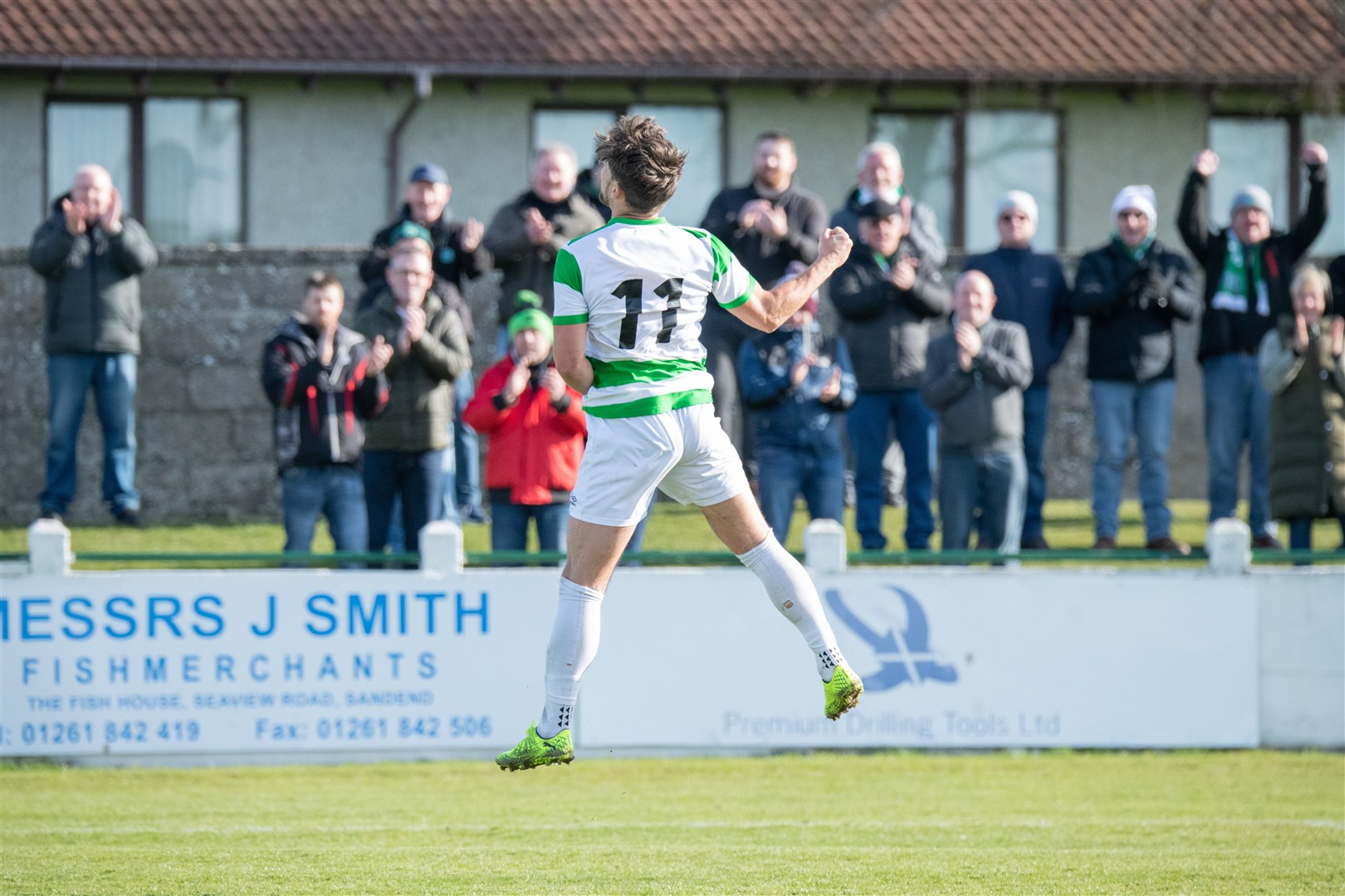 Buckie Thistle's Sam Urquhart celebrates his hat-trick. Picture: Daniel Forsyth.