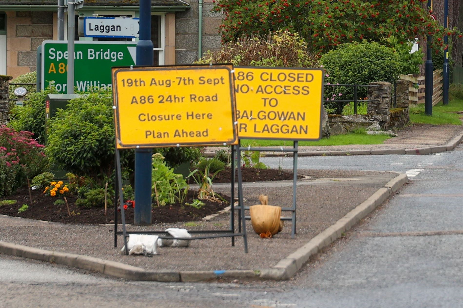 The previous warning for motorists at Newtonmore.
