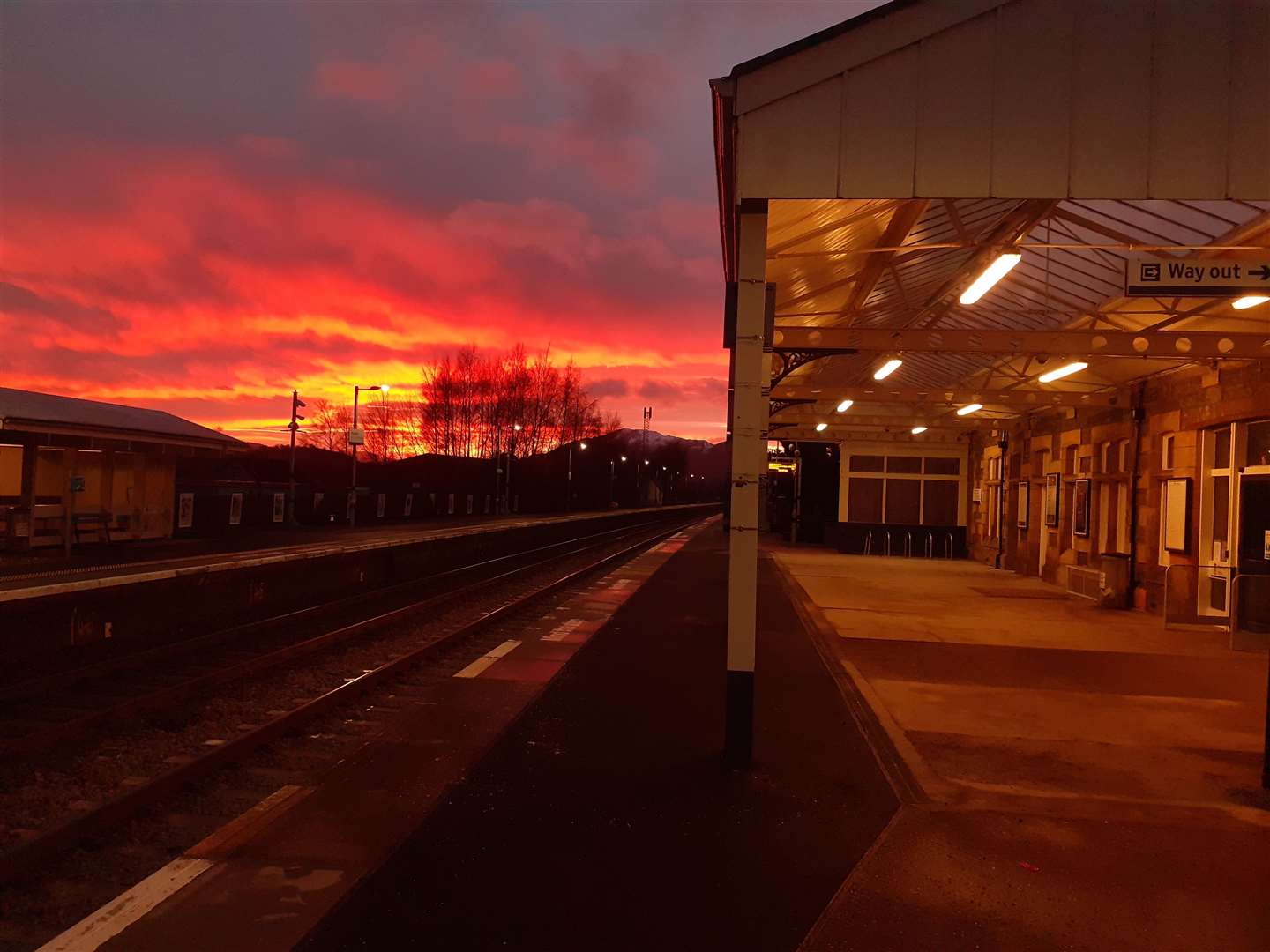 Kingussie Railway Station at the end of the day