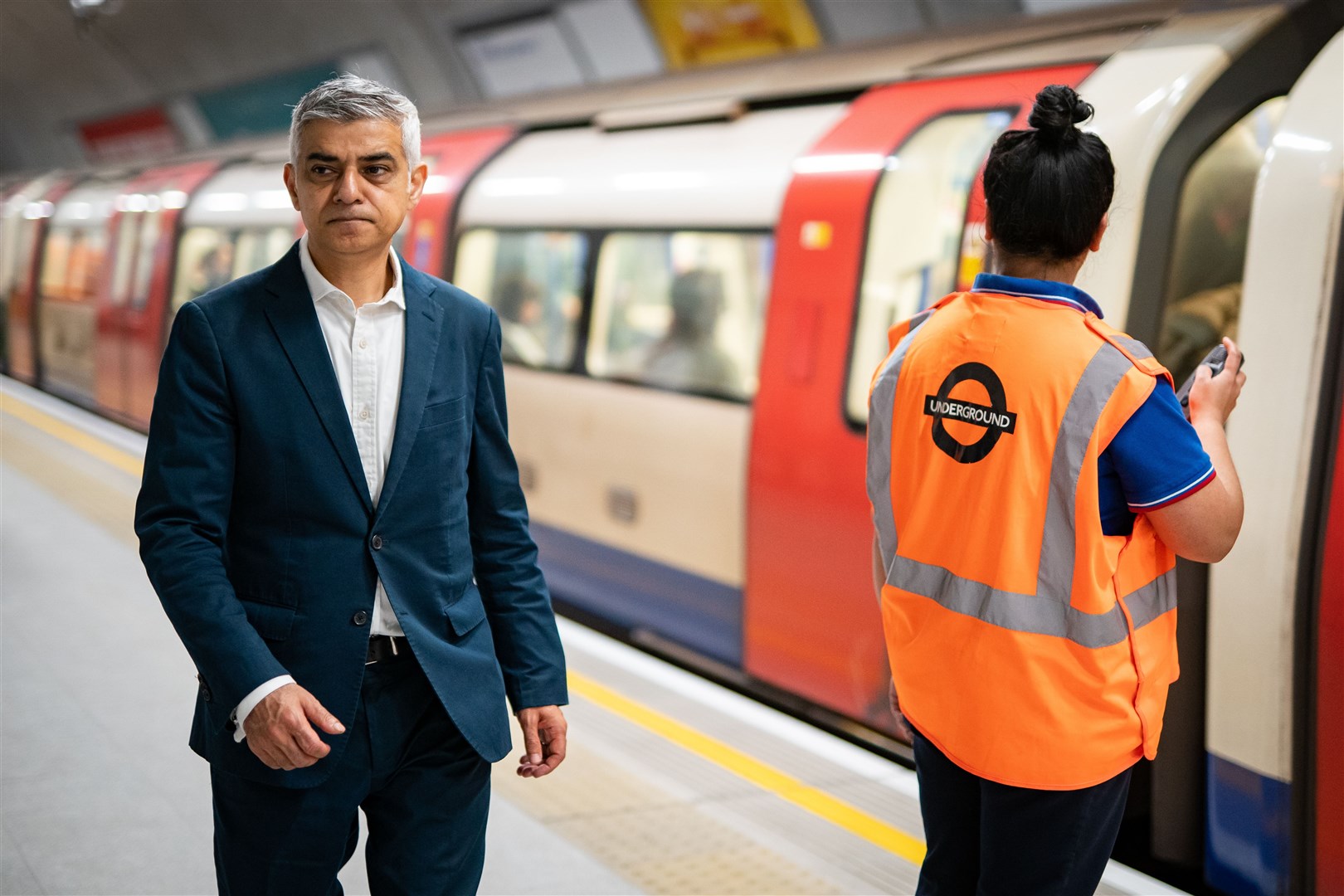 Mayor of London Sadiq Khan reopens the Bank branch of the Northern line (Aaron Chown/PA)