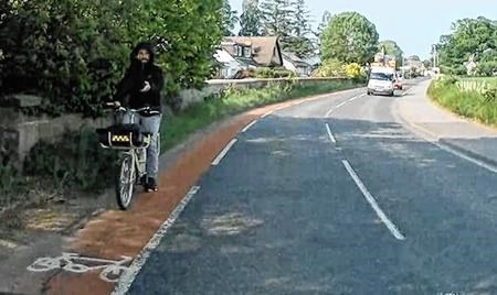 Cyclist, Findhorn and Kinloss Community Council, FKCC, Bob James, Cycle Path, Seapark Filling Station, Sustrans