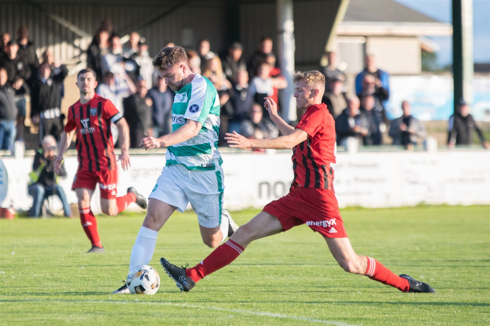 Josh Peters netted a Buckie Thistle derby hat-trick. Picture: Daniel Forsyth.