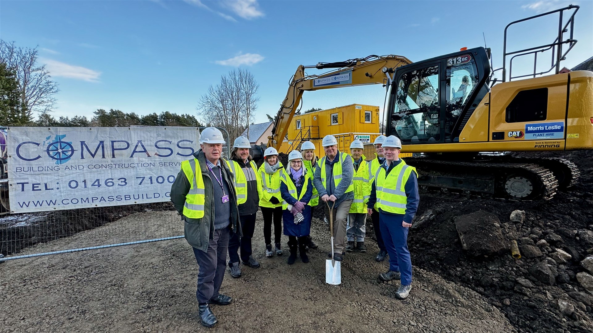 At the turf cutting ceremony for the new Struan development are (front) Councillor John Bruce, Badenoch and Strathspey chairman Councillor Russell Jones, Councillor Muriel Cockburn, Highland Council convener and local member Bill Lobban and Paul Cowie (Compass). Back: Angela Matheson (Highland Council project manager), Faye Dyer (Highland Council), Peter Hunter (Compass), Robert Tewnion (Compass).