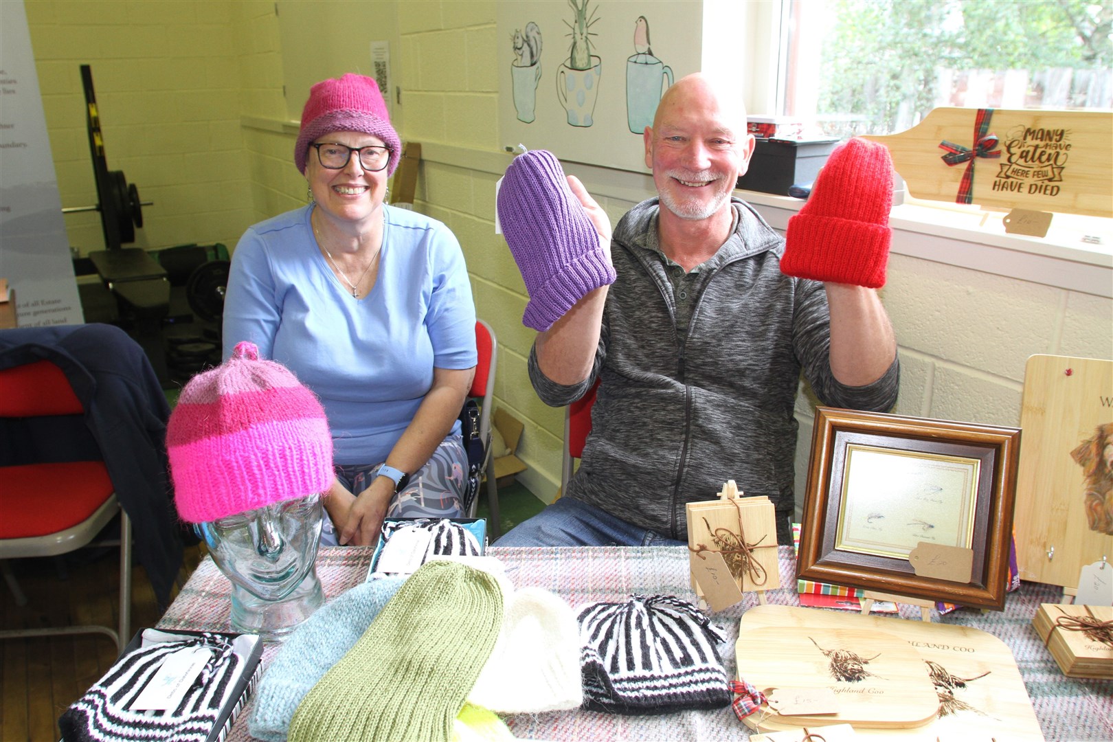 CRAFTY PAIR! At the crafts stall were Debs Munday (Debs of Dalwhinnie) and David Haggerty (David's Crafts). (Frances Porter)
