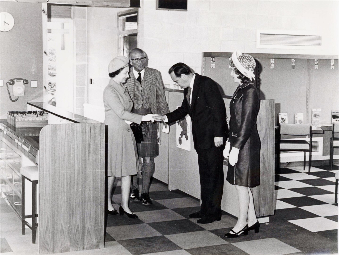 The Queen at Averon Centre, Alness, Aug 1974. Picture: Am Baille