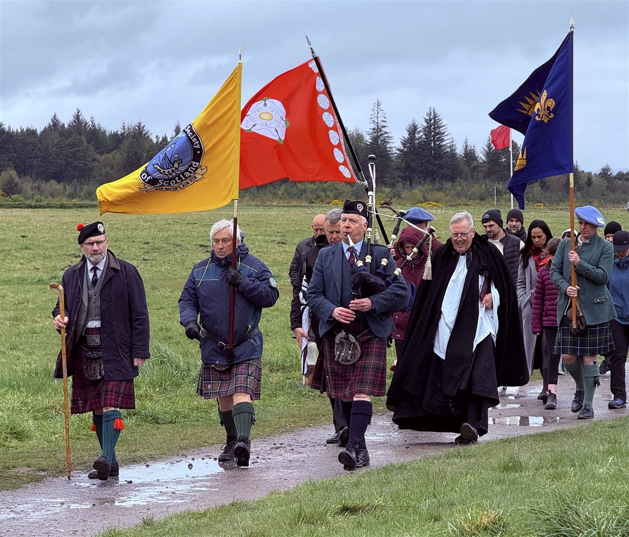 Part of the procession at the battlefield on Saturday.